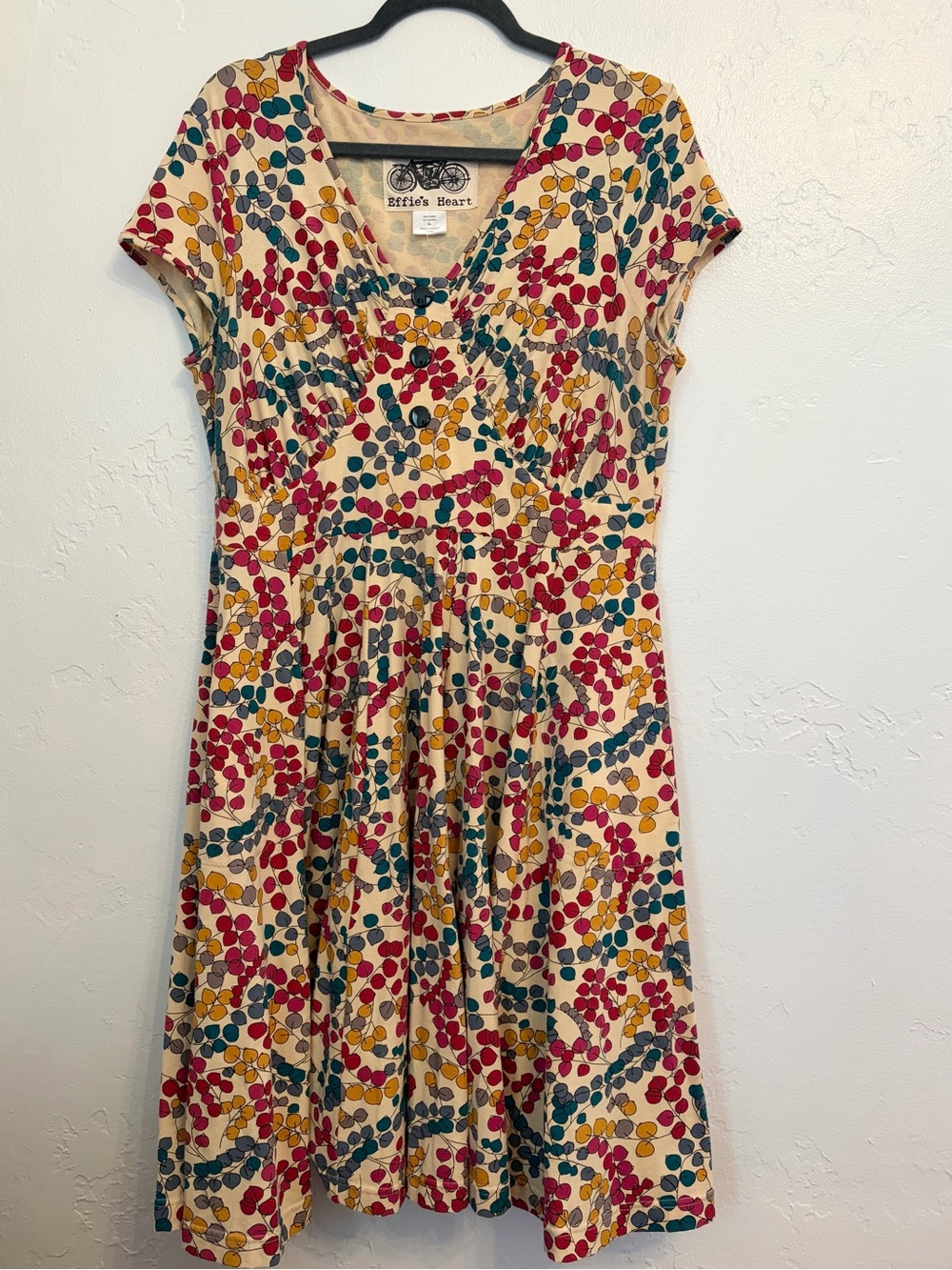 Effie's Heart Retro-Style Cream Midi Dress with Dot Print, XL - Picture 2 of 5